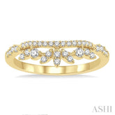 1/3 Ctw Alternating Marquise and Circular Mount Round Cut Diamond Curved Band in 14K Yellow Gold